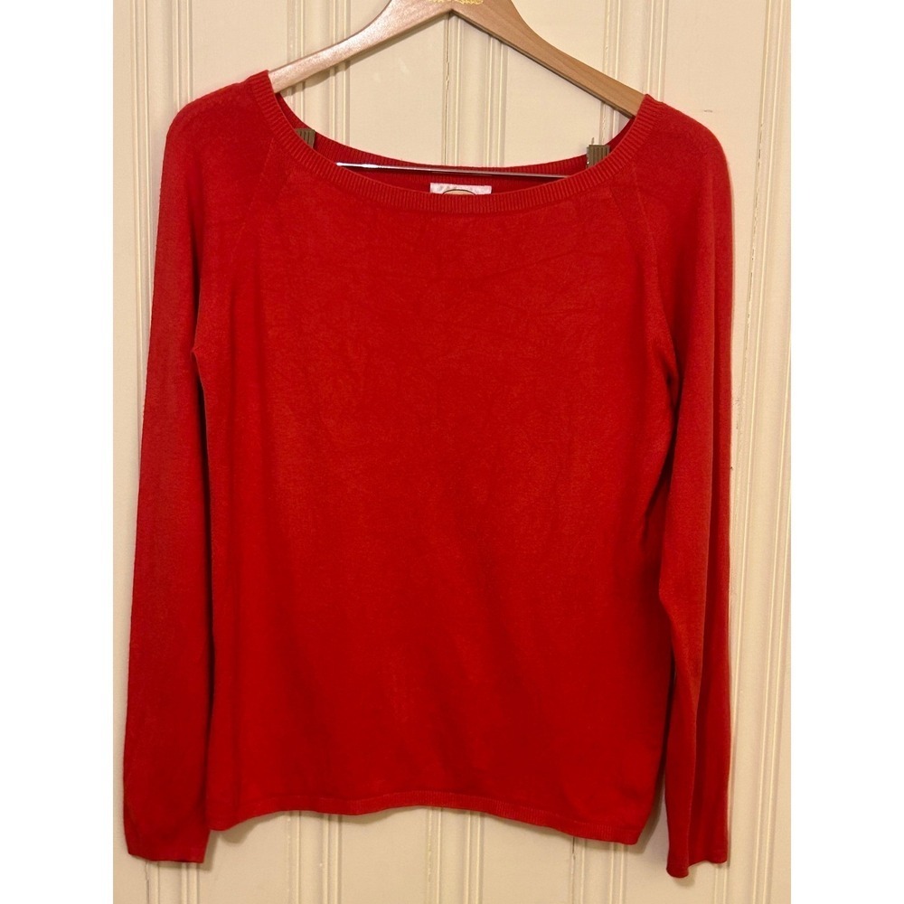 Talbots Womens XL Pink Boat Neck Spring Sweater Italian Yarn Viscose Preppy